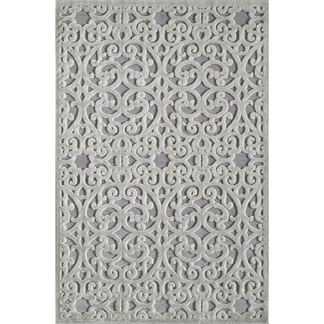 Tapis gris motifs 3d baroque moderne RIO 6614 - TOUTAPIS