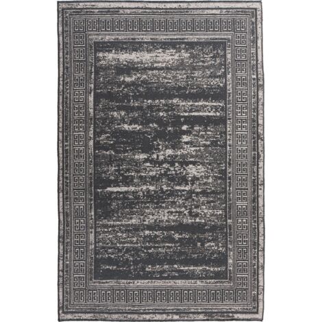Tapis gris relief 3d style vintage pour salon - 170 x 120 cm