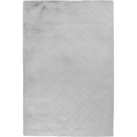 Tapis gris ultra doux à motif relief losange - 230 x 160 cm