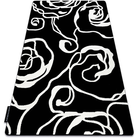 Tapis HAMPTON Rosa roses, fleurs noir black 160x220 cm
