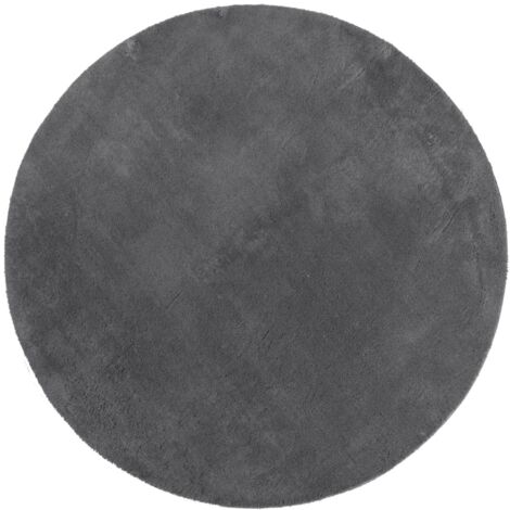 Tapis HUARTE à poils courts doux et lavable anthracite Ø 100cm