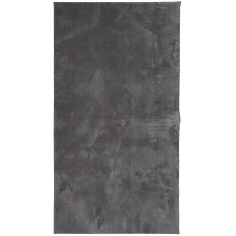 Tapis HUARTE à poils courts doux et lavable anthracite 60x110cm