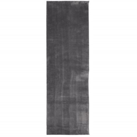Tapis HUARTE à poils courts doux et lavable anthracite 80x250