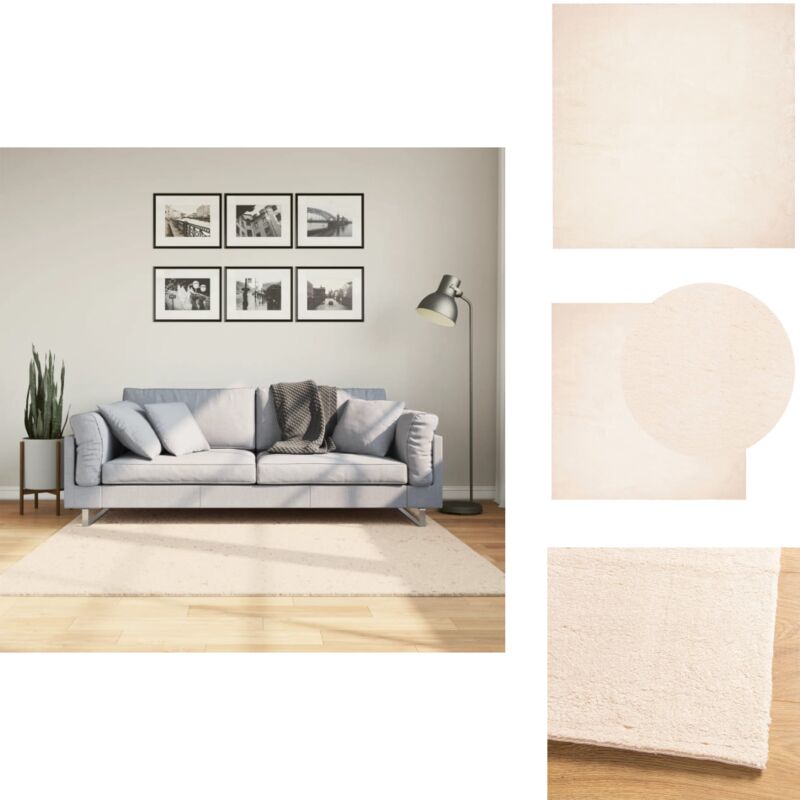 Tapis huarte à poils courts doux et lavable beige 160x160 cm - Tapis Salon - Tapis Chambre - Tapis Décoratif - Tapis Pelouche - Tapis Beige
