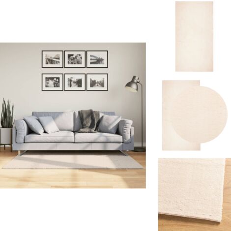 Tapis HUARTE à poils courts doux et lavable beige 80x150 cm - Tapissalon - Tapis Chambre - Tapis Décoratif - Tapis Pelouche - Tapis Antidérapant