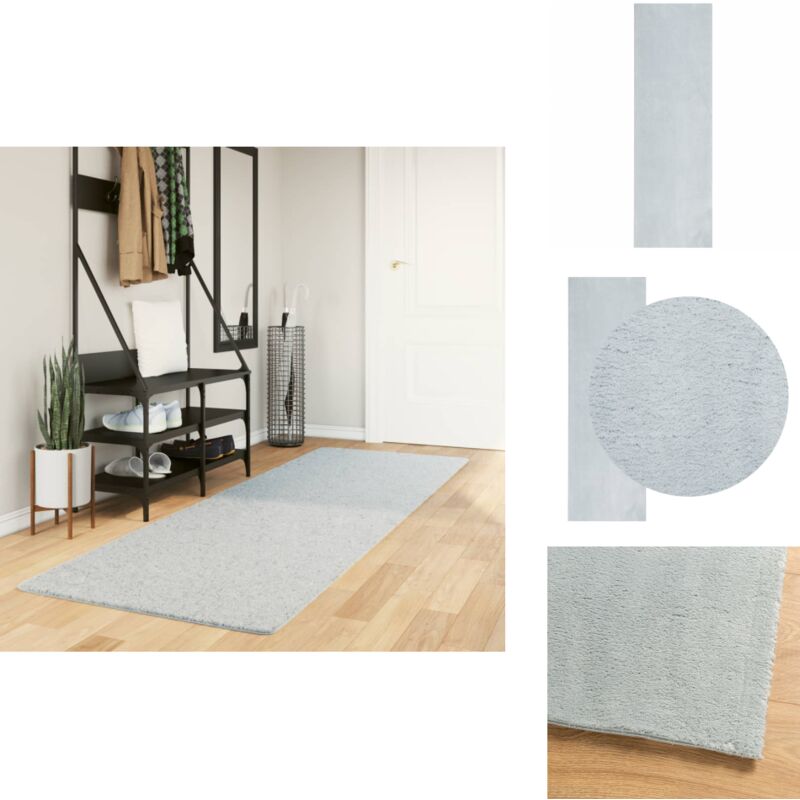 Tapis huarte à poils courts doux et lavable bleu 80x250 cm - Tapissalon - Tapis Chambre - Tapis Décoratif - Tapis Bleu - Tapis Peluche
