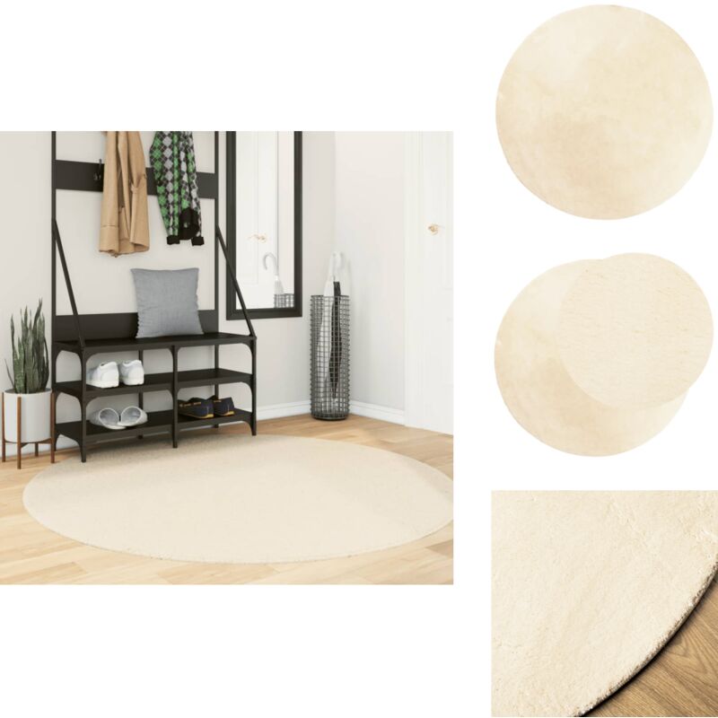 Tapis huarte à poils courts doux et lavable crème ø 160 cm - Tapis Salon - Tapis Chambre - Tapis Décoratif - Tapis Pelouse - Tapis Douceur