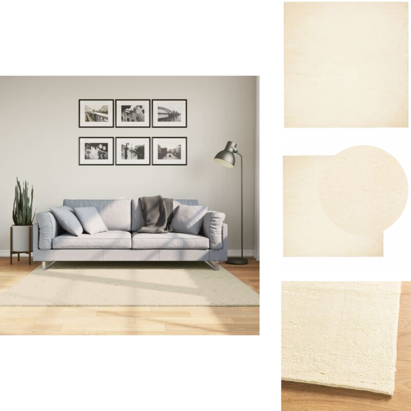 Tapis huarte à poils courts doux et lavable crème 160x160 cm - Tapis Salon - Tapis Chambre - Tapis Décoratif - Tapis Pelouse - Tapis Doux