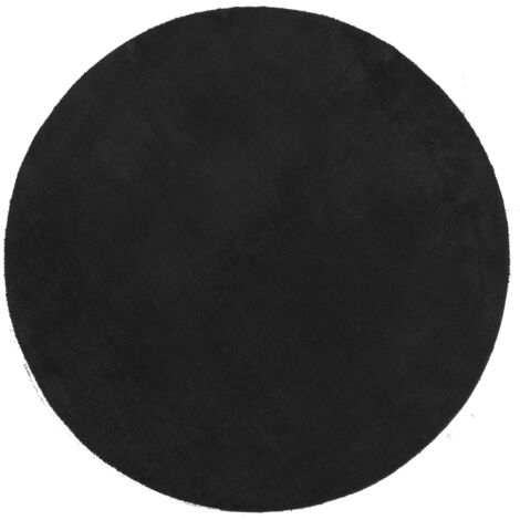 Tapis HUARTE à poils courts doux et lavable noir Ø 80cm