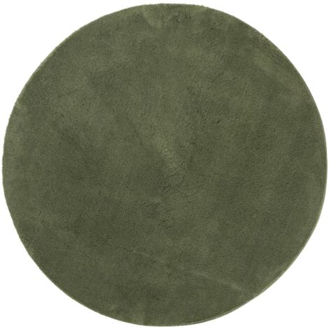 Tapis HUARTE à poils courts doux et lavable vert forêt Ø 120cm