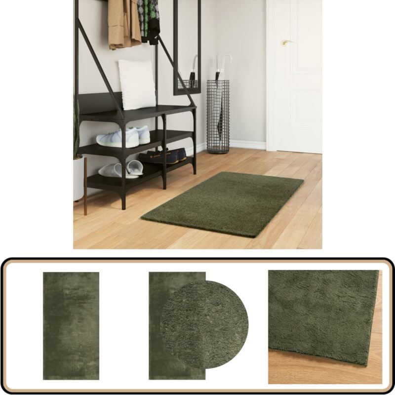 Vidaxl - Tapis huarte à poils courts doux et lavable vert forêt 60x110cm - Tapis Salon - Tapis Chambre - Tapis Décoratif - Tapis Vert - Tapis Doux