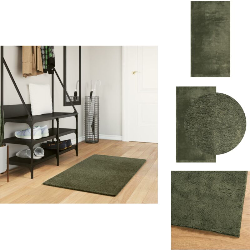 Tapis HUARTE à poils courts doux et lavable vert forêt 60x110cm - Tapis Salon - Tapis Chambre - Tapis Décoratif - Tapis Vert - Tapis Doux