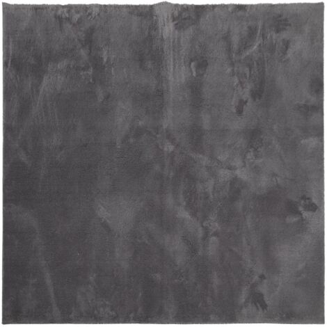 Tapis HUARTE à poils courts doux lavable anthracite 200x200 cm
