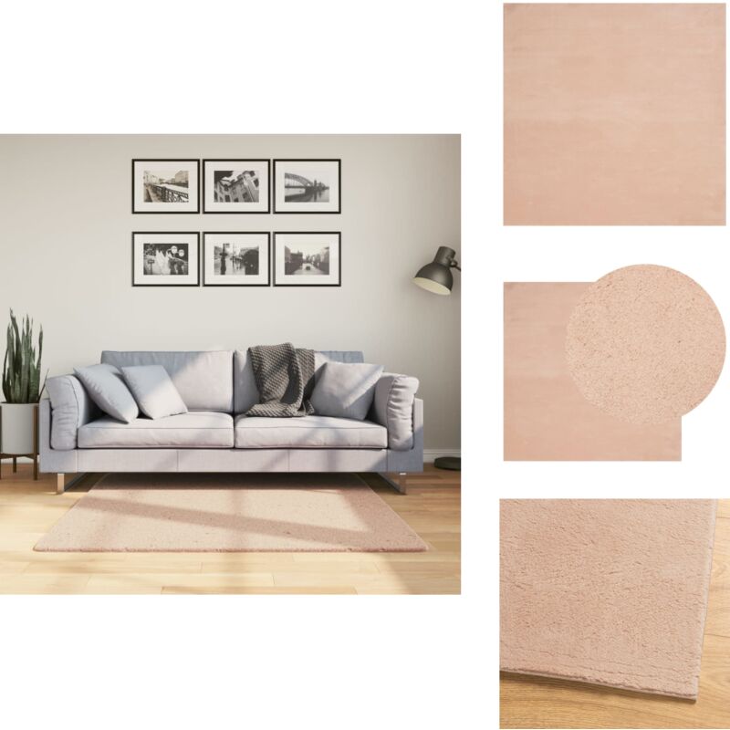 Tapis huarte à poils courts doux lavable rouge clair 120x120 cm - Tapis Salon - Tapis Chambre - Tapis Rose - Tapis Doux - Tapis Peluche