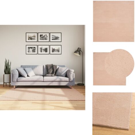 Tapis HUARTE à poils courts doux lavable rouge clair 160x160 cm - Tapis Salon - Tapis Chambre - Tapis Décoratif - Tapis Rose - Tapis Doux