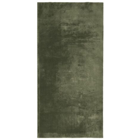Tapis HUARTE à poils courts doux lavable vert forêt 100x200