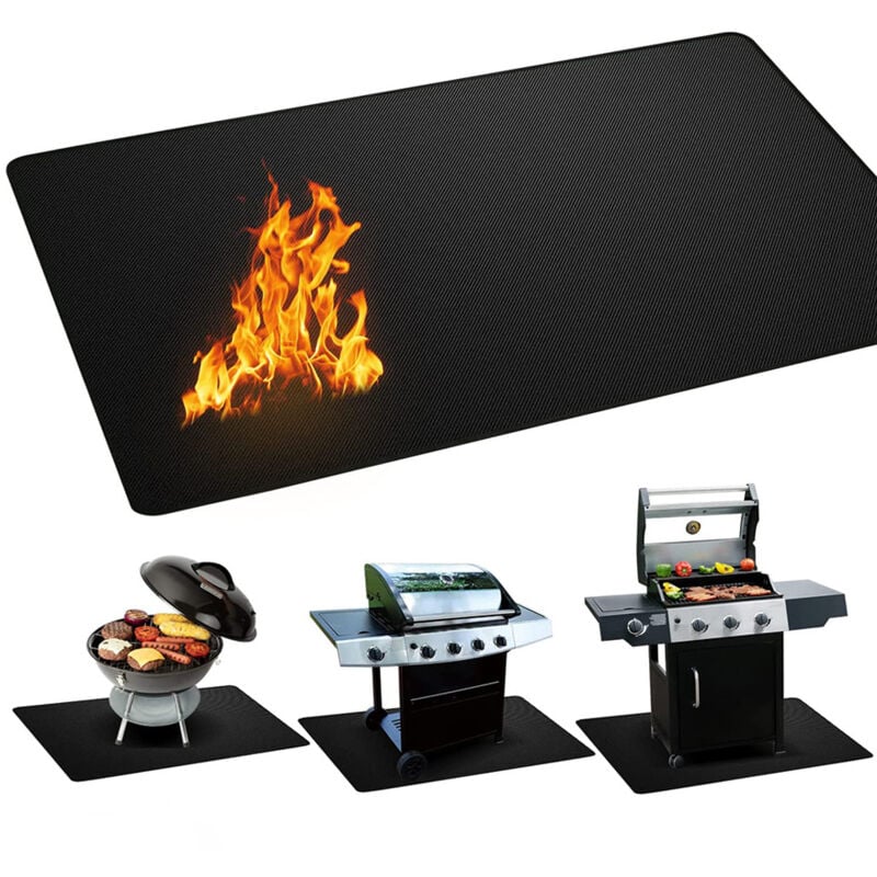 Costjj - Tapis Anti Feu Devant Cheminee Lgnifuge Devant Cheminée, Tapis De Cheminée Ignifuge, Tapis Ignifuge Pour Cheminée, Poêle, Barbecue, Noir,