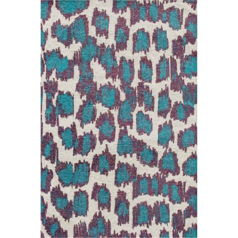 Tapis ikat bleu duck jacquard antidérapant intérieur extérieur - 200 x 280 cm