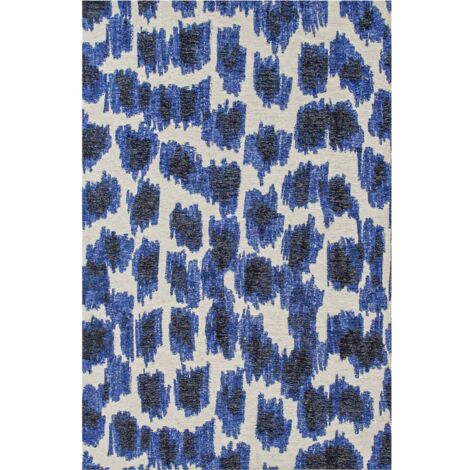 Tapis ikat ultramarine bleu intérieur extérieur antidérapant - 80 x 150 cm