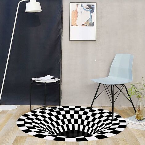Tapis illusion 3D pour salon, antidérapant, sans perte, tapis moelleux hirsute, tapis de salle à manger de chambre à coucher, tapis de sol de cuisine 100100cm