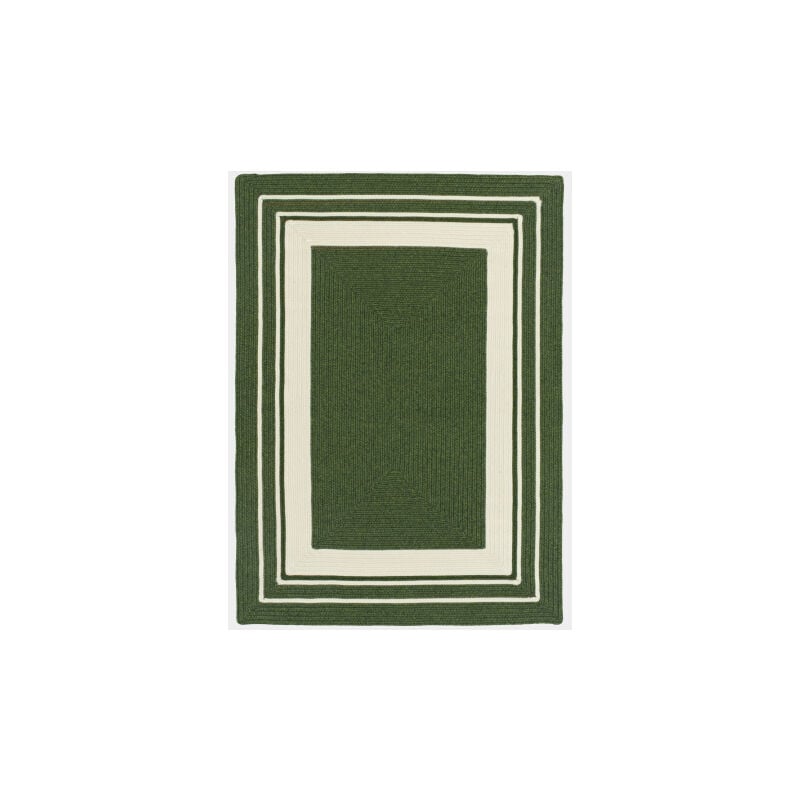 Décoweb - Tapis imitation fibres naturelles extérieur et intérieur - Provence - Vert forêt - 120 x 170 cm