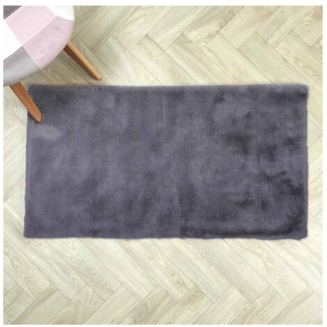 Tapis Imitation Fourrure Fin Gris 110x60cm