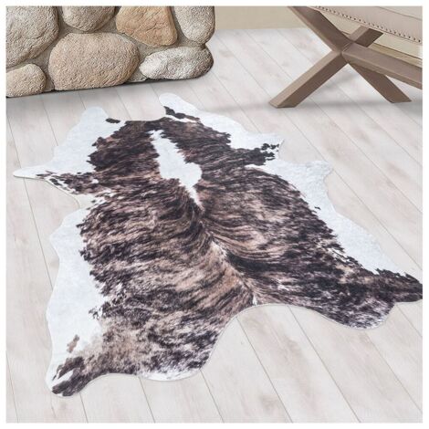 Tapis imitation peau de bête lavable en machine Nuria Marron 100x135