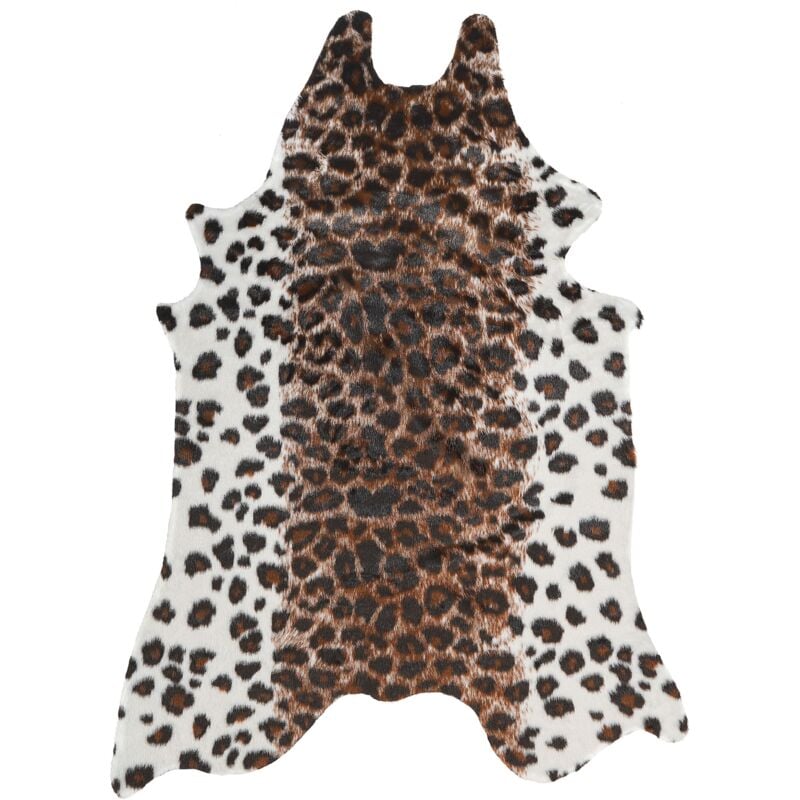 Tapis Fausse Peau de Leopard 150 x 200 cm en Acrylique et Polyester Marron Blanc et Noir Beliani