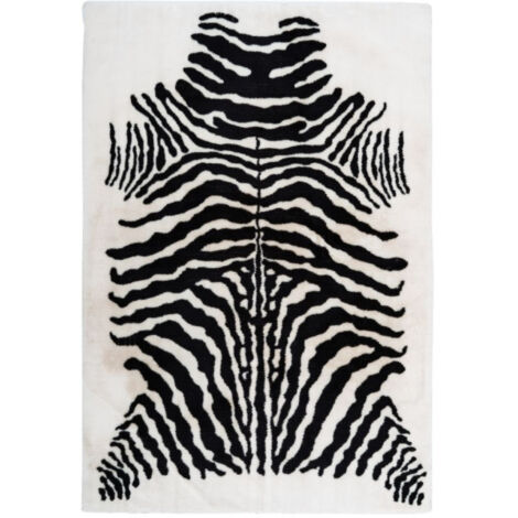 Tapis Imprimé Animal "Rabbit" Noir & Blanc 120 x 160 cm