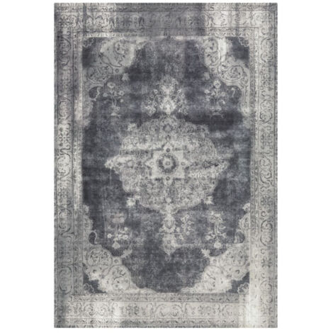 Tapis Imprimé Antique "Vintage" Gris Foncé 140 x 200 cm