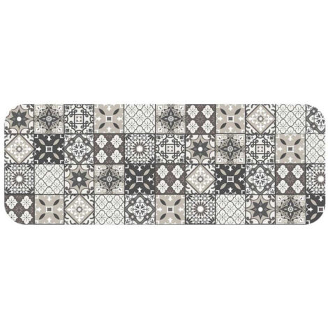 Tapis Imprimé "Gaston" 45x120cm Gris & Blanc