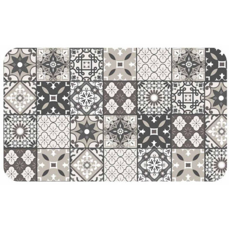 Tapis Imprimé "Gaston" 45x75cm Gris & Blanc