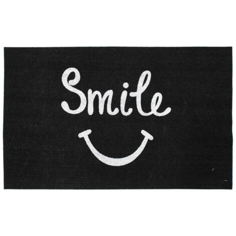 Tapis Imprimé Phosphorescent "Smile" 45x70cm Noir