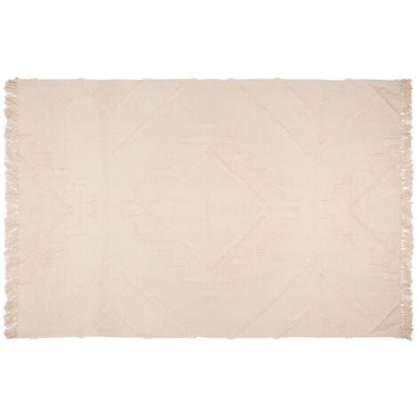 Tapis Inca coton tufté blanc ivoire 120x170cm - Atmosphera créateur d'intérieur