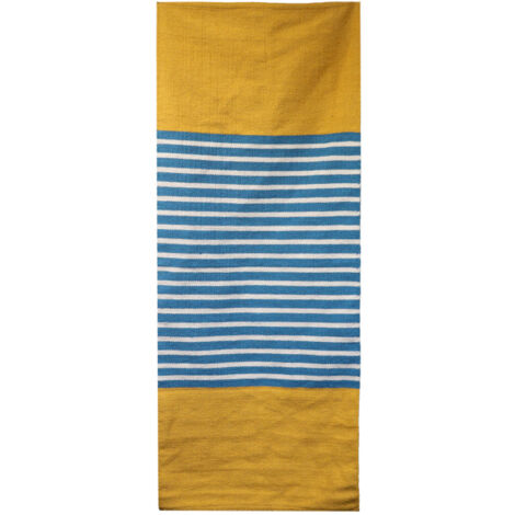 Tapis Indien en Coton - 70x170cm - Jaune/Bleu- Vendu par 1