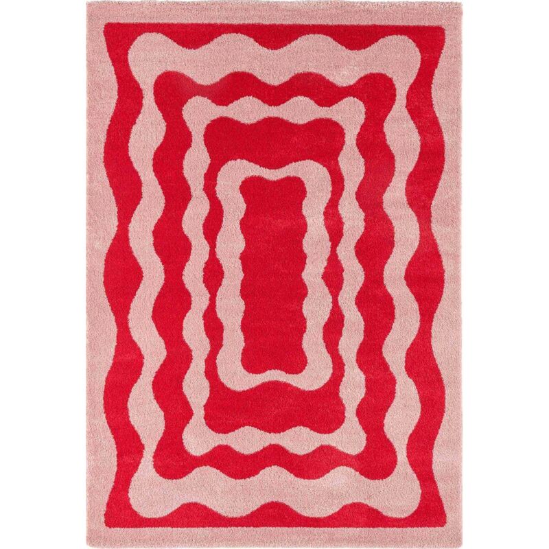 Jardindeco - Tapis intérieur à poils longs Swing 382 rouge 120 x 160 cm