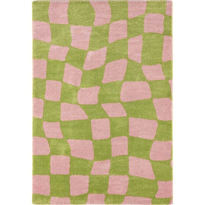 Jardindeco - Tapis intérieur à poils longs Swing 383 vert 80 x 140 cm