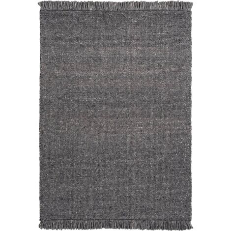 Tapis intérieur anthracite laine viscose tissé main - 200 x 140 cm