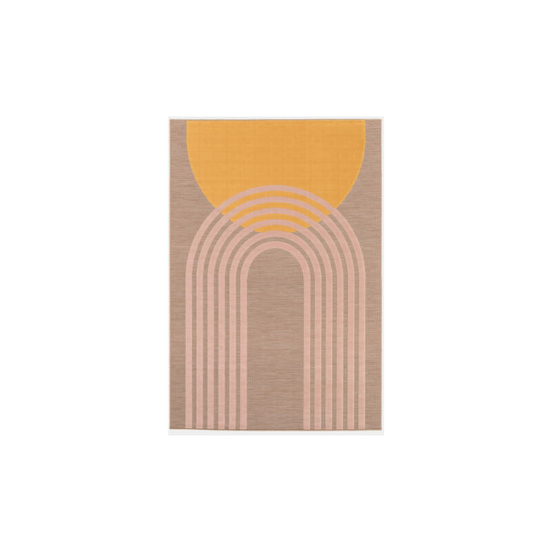 Décoweb - Tapis extérieur et intérieur en relief - Luna - Beige, jaune, rose - 160 x 230 cm