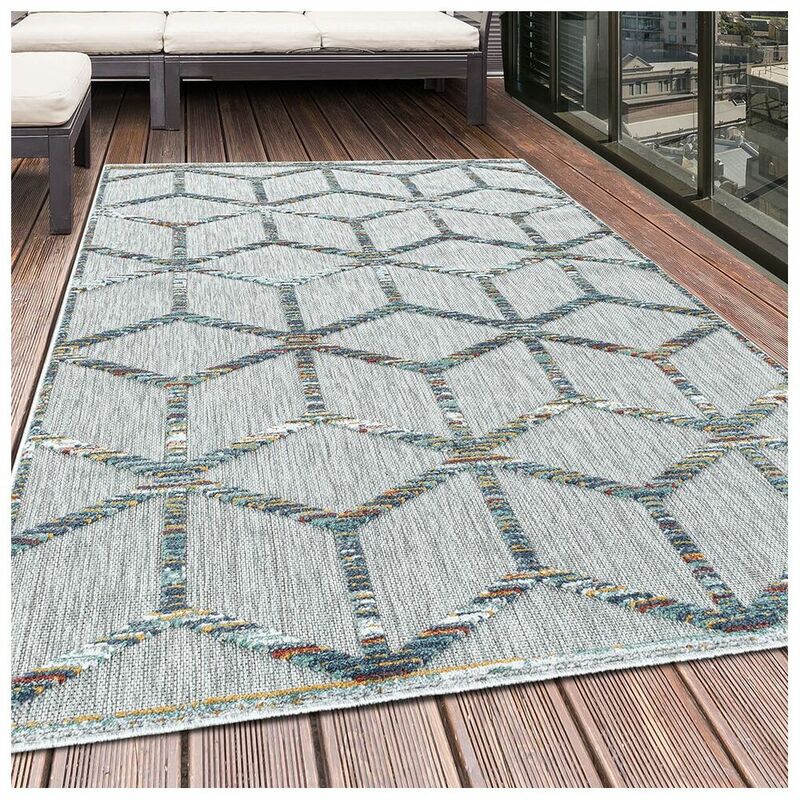 Allotapis - Tapis intérieur et extérieur géométrique design Aura Multi 80x250