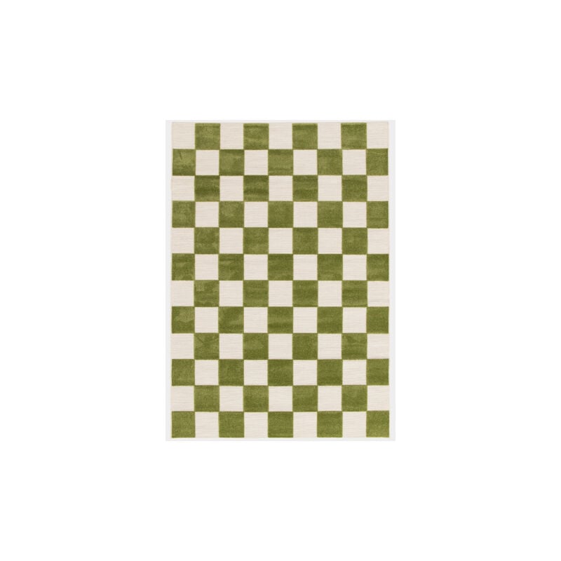 Décoweb - Tapis extérieur et intérieur motif damier - Marius - Vert pistache - 160 x 230 cm