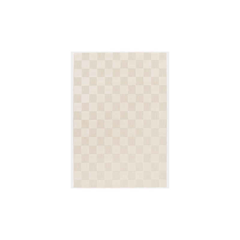 Décoweb - Tapis intérieur et extérieur motif damier - Petit Marius - Crème - 160 x 230 cm