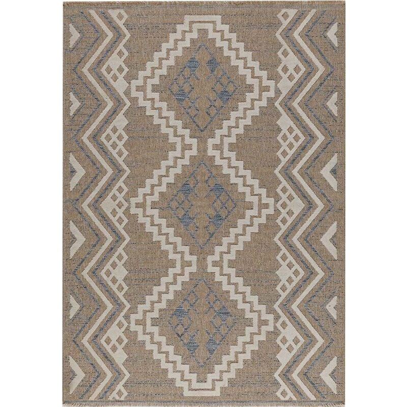 Jardindeco - Tapis intérieur extérieur aspect jute bleu Tijuana 9054 170 x 120 cm