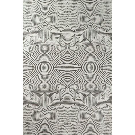 Tapis intérieur extérieur beige jacquard antidérapant - 200 x 280 cm