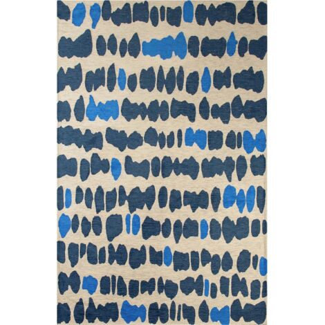 Tapis intérieur extérieur bleu jacquard antidérapant - 240 x 340 cm
