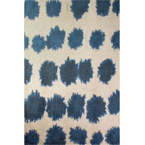 Tapis intérieur extérieur bleu motif abstrait antidérapant - 80 x 150 cm