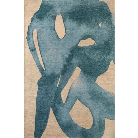 Tapis intérieur extérieur bleu motif swing antidérapant - 170 x 240 cm