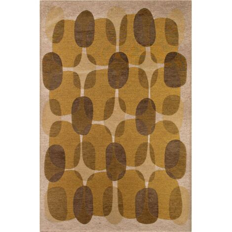 Tapis intérieur extérieur doré jacquard antidérapant - 80 x 150 cm