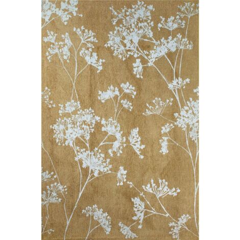 Tapis intérieur extérieur doré motif herbier antidérapant - 240 x 340 cm