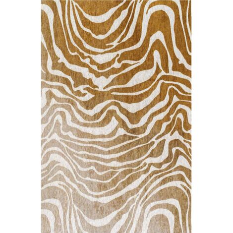 Tapis intérieur extérieur jacquard antidérapant zèbre jaune - 240 x 340 cm